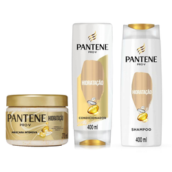 Kit Capilar Pantene Hidratação Máscara De Tratamento 270ml + Condicionador 400ml + Shampoo 400ml