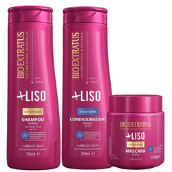 Kit Capilar Bio Extratus Shampoo Mais Liso 350ml + Condicionador Mais Liso 350ml + Creme De Tratamento Mais Liso 250g