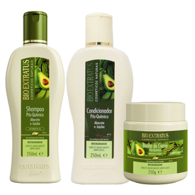 Kit Capilar Bio Extratus Condicionador Pós Química 250Ml + Shampoo Pós Química 250Ml + Banho De Creme Pós Química 250G