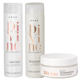 Kit Capilar Braé Condicionador Divine Antifrizz 250Ml + Shampoo Divine Antifrizz 250Ml + Máscara De Tratamento Capilar Divine 200G