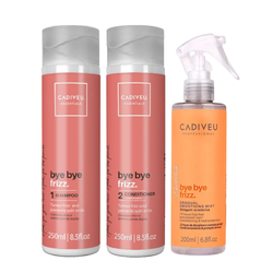 Kit Capilar Cadiveu Condicionador Bye Bye Frizz 250ml + Leave In 200ml + Shampoo 250ml