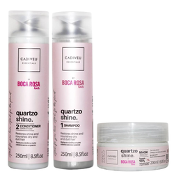 Kit Capilar Cadiveu Essentials Quartzo Shine By Boca Rosa Condicionador 250ml + Shampoo 250ml + Máscara De Tratamento 200ml