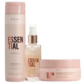 Kit Capilar Braé Óleo Capilar Essential Oil Blend 60Ml + Máscara De Tratamento Capilar Essential 200G + Shampoo Essential 250Ml