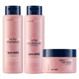 Kit Capilar Braé Shampoo Stages Bruna Tavares Gloss Hydra 250Ml + Condicionador Stages Bruna Tavares Gloss Hydra 250Ml + Máscara Capilar Stages Bruna Tavares Gloss Hydra 200G