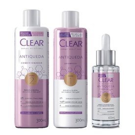 Kit Capilar Clear Tônico Capilar Women Derma Solution Antiqueda Com 60Ml + Condicionador 300Ml + Shampoo 300Ml