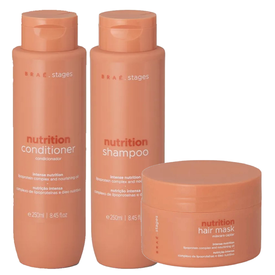 Kit Capilar Braé Máscara Capilar Stages Nutrição 200G + Condicionador Stages Nutrição 250Ml + Shampoo Stages Nutrição 250Ml