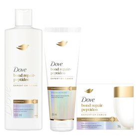 Kit Capilar Dove Máscara De Tratamento 10 Em 1 Bond Repair + Peptídeo Expert Em Danos 250G + Condicionador 250Ml + Shampoo 350Ml