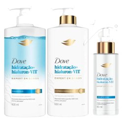 Kit Capilar Dove Shampoo Hidratação + Hialuron Vit Expert Em Danos 600ml + Condicionador 600ml + Sérum Fluido 110ml