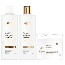 Kit Capilar Dove Shampoo Nutrição + Tri Óleos Expert Em Danos 370Ml + Condicionador 370Ml + Máscara De Tratamento 320G