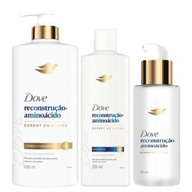 Kit Capilar Dove Condicionador Reconstrução+Aminoácido 600Ml + Leave In 110Ml + Shampoo 370Ml