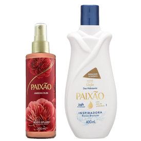 Kit Paixão Hidratante Com Óleo De Amêndoas 400Ml + Body Splash Ameixa Rubi 200Ml