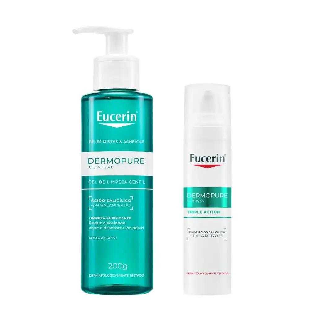 Kit Eucerin Sérum Facial Dermopure Clinical Efeito Triplo 40Ml + Gel De Limpeza Facial Gentil Dermopure Clinical 200Ml