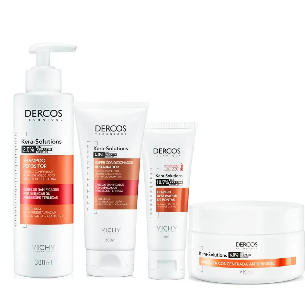 Kit Capilar Vichy Dercos Kera Solutions Condicionador 200ml + Shampoo 300ml + Máscara De Tratamento Capilar 200ml + Leave-in 50ml