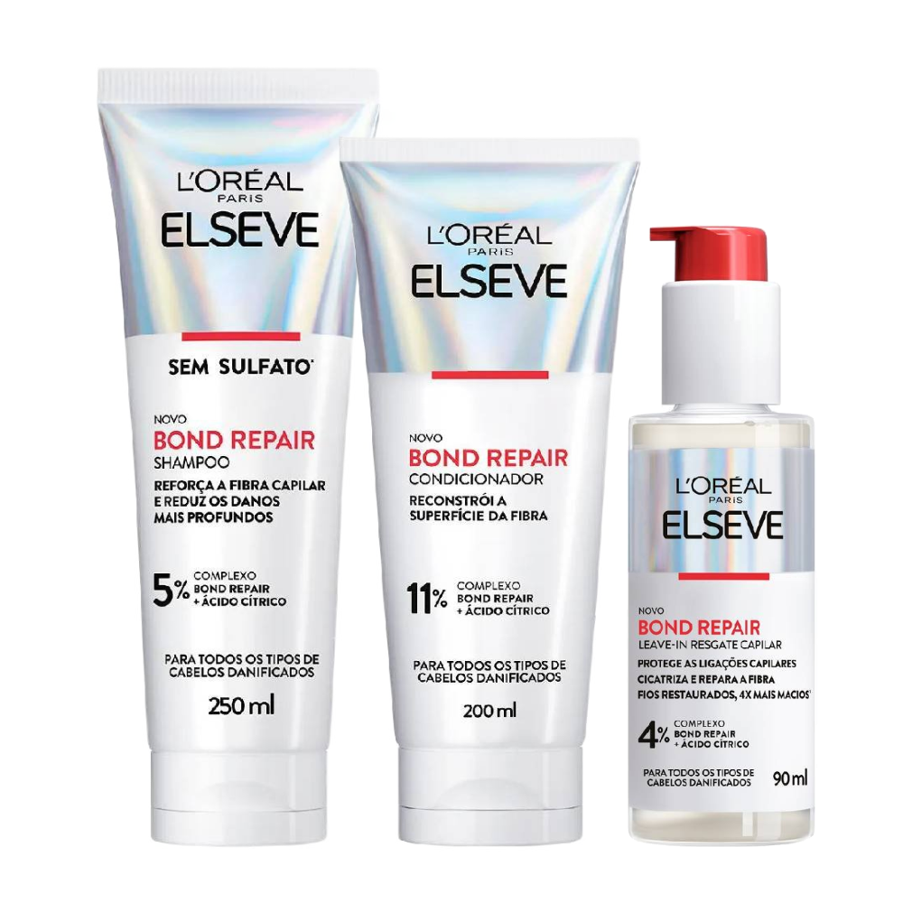Kit Capilar Elseve Leave In Capilar L´óreal Paris Bond Repair 90ml + Shampoo 250ml + Condicionador 200ml