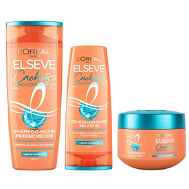 Kit Capilar Elseve Condicionador Selador L'Oréal Paris Cachos Longos Dos Sonhos 200Ml + Creme De Tratamento 300Ml + Shampoo 400Ml