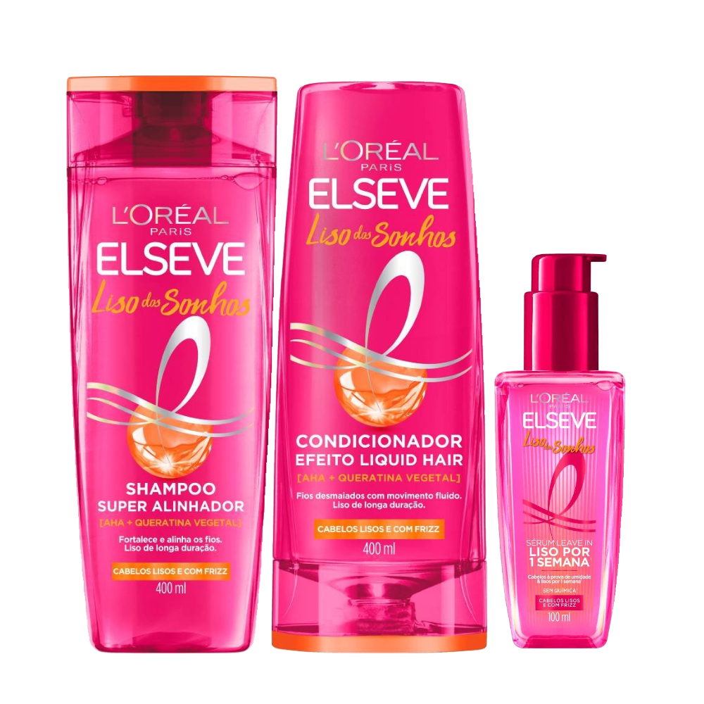 Kit Capilar Elseve Condicionador L'oréal Paris Liso Dos Sonhos 400ml + Shampoo 400ml + Sérum 100ml