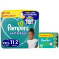 Kit Chá De Fralda Pampers Confort Sec Jumbo Xxg 112 Unidades + Lenços Umedecidos Aloe Vera Leve 4 Pague 3 Com 48 Unidades