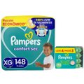 Kit Chá De Fralda Pampers Confort Sec Ultra Xg 148 Unidades + Lenços Umedecidos Aloe Vera Leve 4 Pague 3 Com 48 Unidades