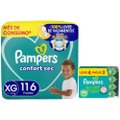 Kit Chá De Fralda Pampers Confort Sec Jumbo Xg 116 Unidades + Lenços Umedecidos Aloe Vera Leve 4 Pague 3 Com 48 Unidades