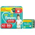 Kit Chá De Fralda Pampers Pants Ajuste Total Tamanho Xg 86 Unidades + Lenços Umedecidos Aloe Vera Leve 4 Pague 3 Com 48 Unidades