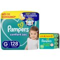Kit Chá De Fralda Pampers Confort Sec Jumbo G 128 Unidades + Lenços Umedecidos Aloe Vera Leve 4 Pague 3 Com 48 Unidades