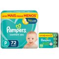 Kit Chá De Fralda Pampers Confort Sec Bag P 72 Unidades + Lenços Umedecidos Aloe Vera Leve 4 Pague 3 Com 48 Unidades