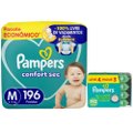 Kit Chá De Fralda Pampers Confort Sec Ultra M 196 Unidades + Lenços Umedecidos Aloe Vera Leve 4 Pague 3 Com 48 Unidades
