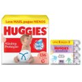 Kit Chá De Fralda Huggies Fralda Máxima Proteção Giga G Com 136 Unidades + Lenços Umedecidos Rosto E Corpo Limpeza Leve 4 Pague 3 192 Unidades