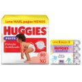 Kit Chá De Fralda Huggies Proteção Acolchoada Max Xg 80 Unidades + Lenços Umedecidos Rosto E Corpo Limpeza Leve 4 Pague 3 192 Unidades