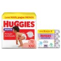 Kit Chá De Fralda Huggies Proteção Acolchoada Pants Max Xxg 72 Unidades + Lenços Umedecidos Rosto E Corpo Limpeza Leve 4 Pague 3 192 Unidades