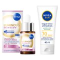 Kit Nivea Sérum Facial Luminous630 Skin Glow 15Ml + Protetor Solar Facial Sun Toque Seco Antissinais Fps70 40Ml