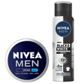 Kit Nivea Men Creme 4 Em 1 75G + Desodorante Antitranspirante Aerossol Men Invisible Black White 150Ml