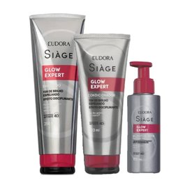 Kit Capilar Eudora Siage Leave-in Balm Disciplinante Capilar Glow Expert 100ml + Condicionador Expert 200ml + Shampoo 250ml