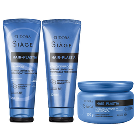 Kit Capilar Eudora Siage Máscara De Tratamento Hair-plastia 250g + Shampoo 250ml + Condicionador 200ml