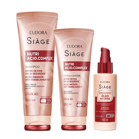 Kit Capilar Eudora Siage Shampoo Eudora Siàge Nutri Acid Complex 250Ml + Condicionador 200Ml + Óleo Capilar Em Creme 100Ml