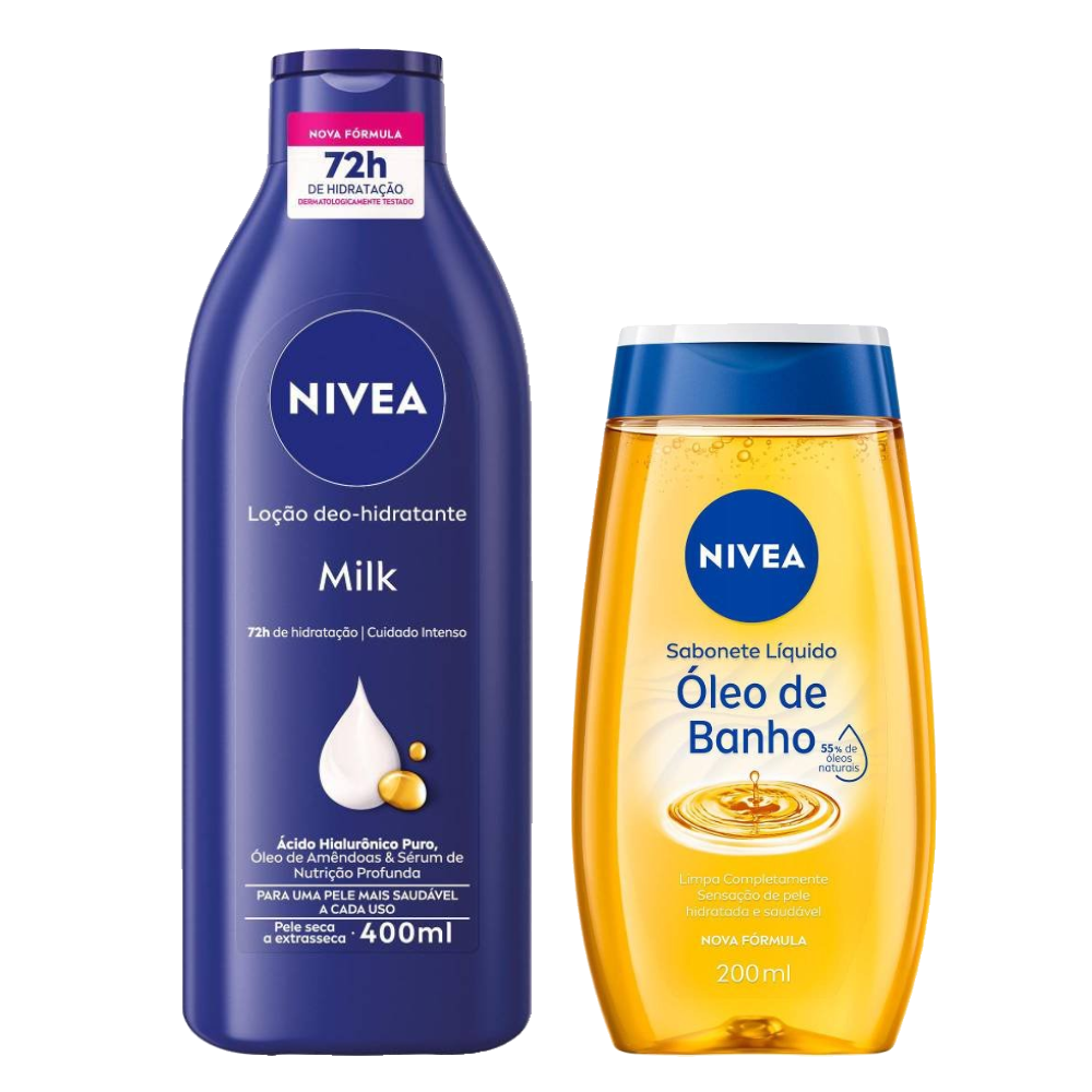 Presente Dia Dos Namorados Nivea Óleo De Banho 200ml + Milk 400ml