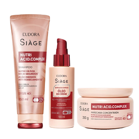 Kit Capilar Eudora Siage Shampoo Nutri Acid Complex 250ml + Óleo Capilar Em Creme 100ml + Máscara Capilar 250g