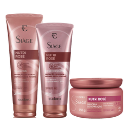 Kit Capilar Eudora Siage Condicionador Nutri Rose 200ml + Shampoo 250ml + Máscara De Tratamento 250g