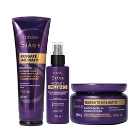 Kit Capilar Eudora Siage Shampoo Resgate Imediato 250Ml + Máscara Capilar 250G + Leave-In 100Ml