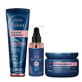 Kit Capilar Eudora Siage Shampoo Eudora Siàge Volume Imediato 250Ml + Sérum Capilar 100Ml + Máscara Capilar 250G
