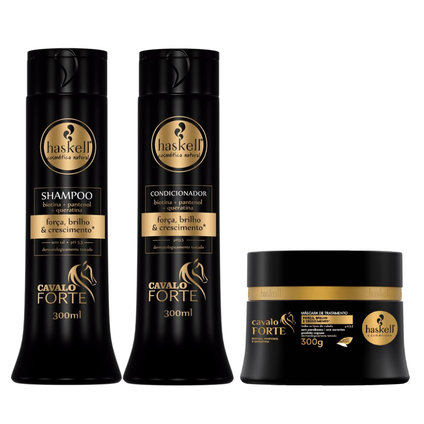 Kit Capilar Haskell Shampoo Cavalo Forte 300Ml + Condicionador 300Ml + Máscara Capilar 300G