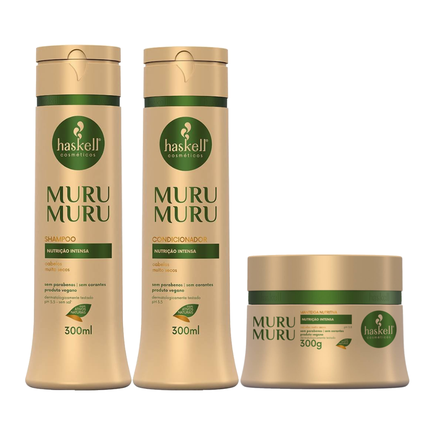 Kit Capilar Haskell Máscara Capilar Murumuru Manteiga 300G + Condicionador 300Ml + Shampoo 300Ml