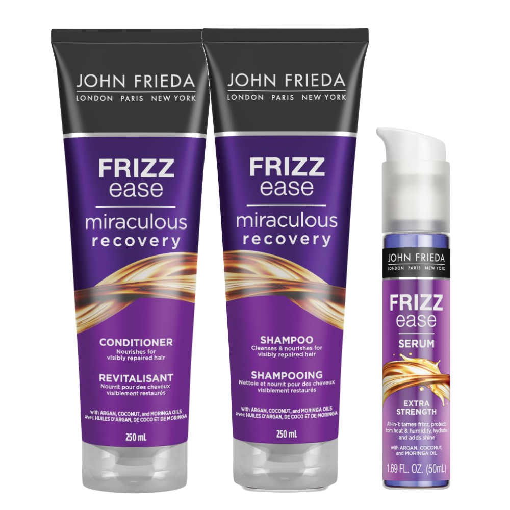 Kit Capilar John Frieda Sérum Restaurador Capilar Frizz Ease Extra Strength 50ml + Shampoo 250ml + Condicionador 250ml