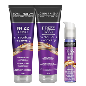Kit capilar John Frieda Sérum Restaurador Capilar Frizz Ease Extra Strength 50Ml + Shampoo 250Ml + Condicionador 250Ml