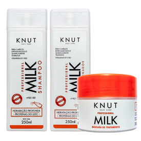 Kit Capilar Knut Shampoo Milk 250Ml + Máscara De Tratamento Capilar 300G + Condicionador 250Ml