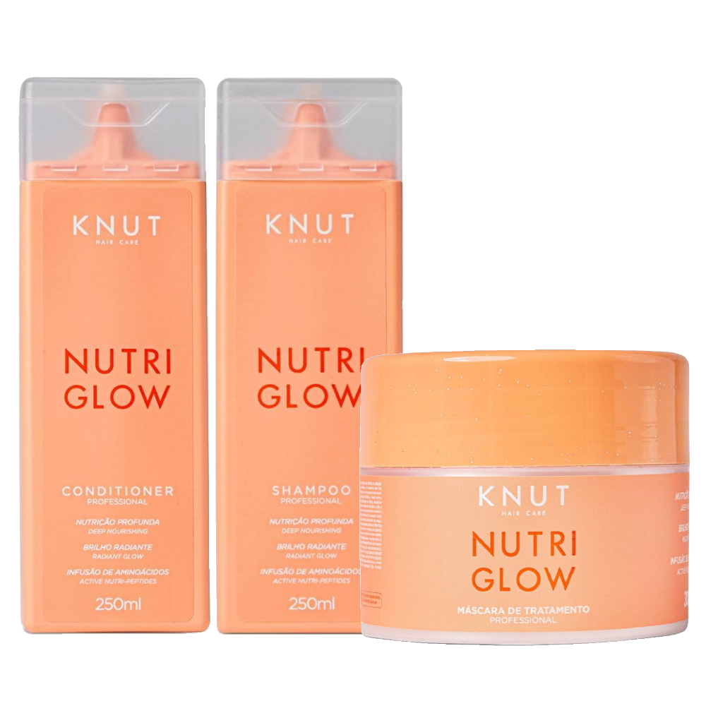 Kit Capilar Knut Condicionador Nutriglow 250ml + Máscara De Tratamento Capilar 300g + Shampoo 250ml
