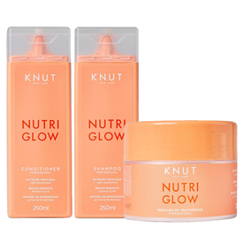 Kit Capilar Knut Condicionador Nutriglow 250Ml + Máscara De Tratamento Capilar 300G + Shampoo 250Ml