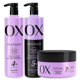 Kit Capilar Ox.. Shampoo Ox Glicólico 500Ml + Condicionador 500Ml + Máscara De Tratamento Capilar 300G