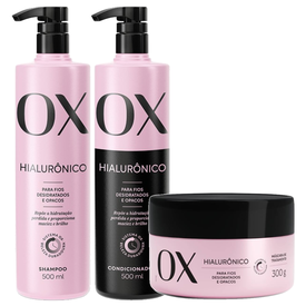 Kit Capilar Ox.. Máscara De Tratamento Ox Hialurônico 300G + Shampoo 500Ml + Condicionador 500Ml