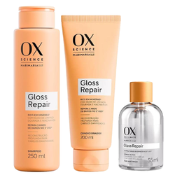 Kit Capilar Ox.. Shampoo Ox Mari Maria Science Gloss Repair 250ml + Óleo Capilar 55ml + Condicionador 200ml